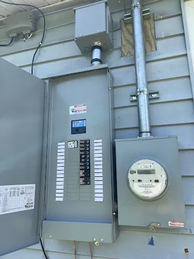 Electrical panel and utility meter on house siding