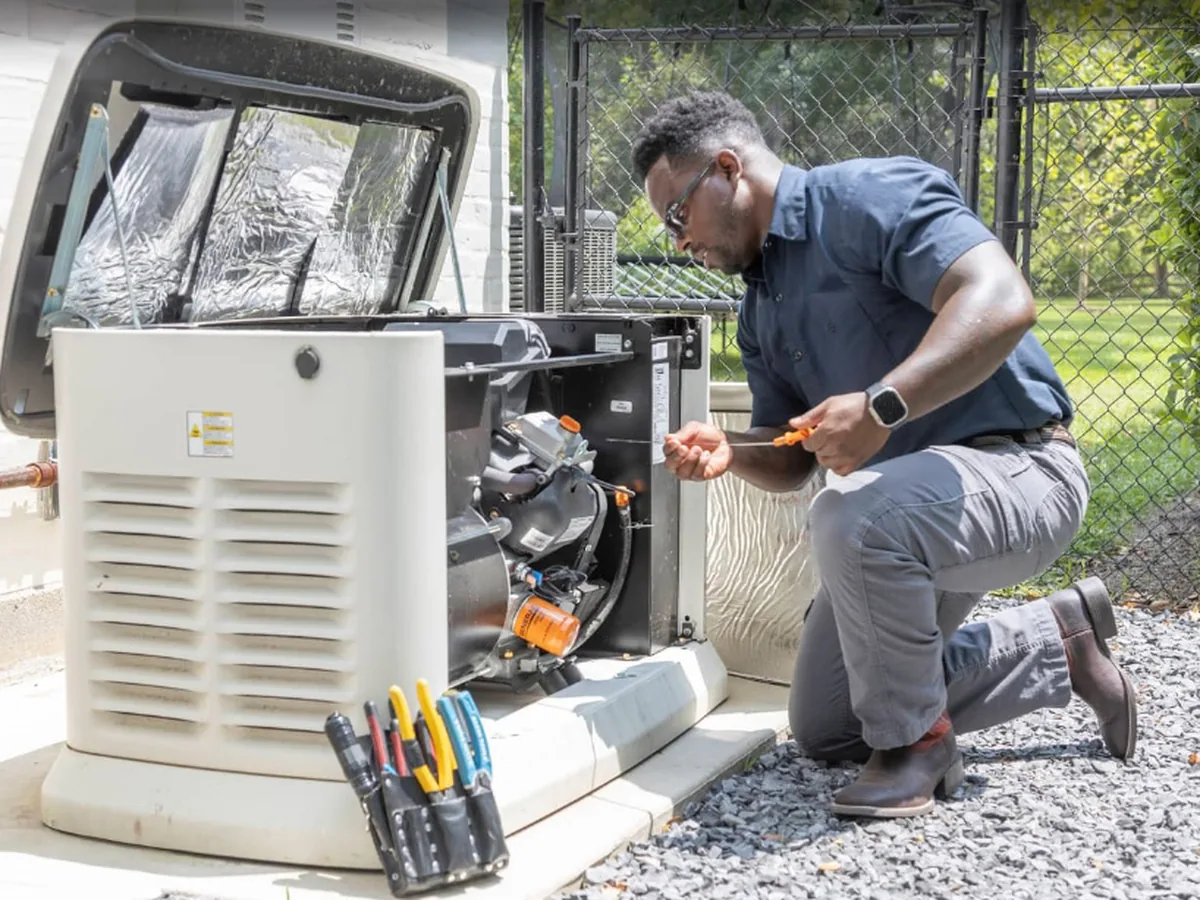 Next Phase technician servicing a home generator